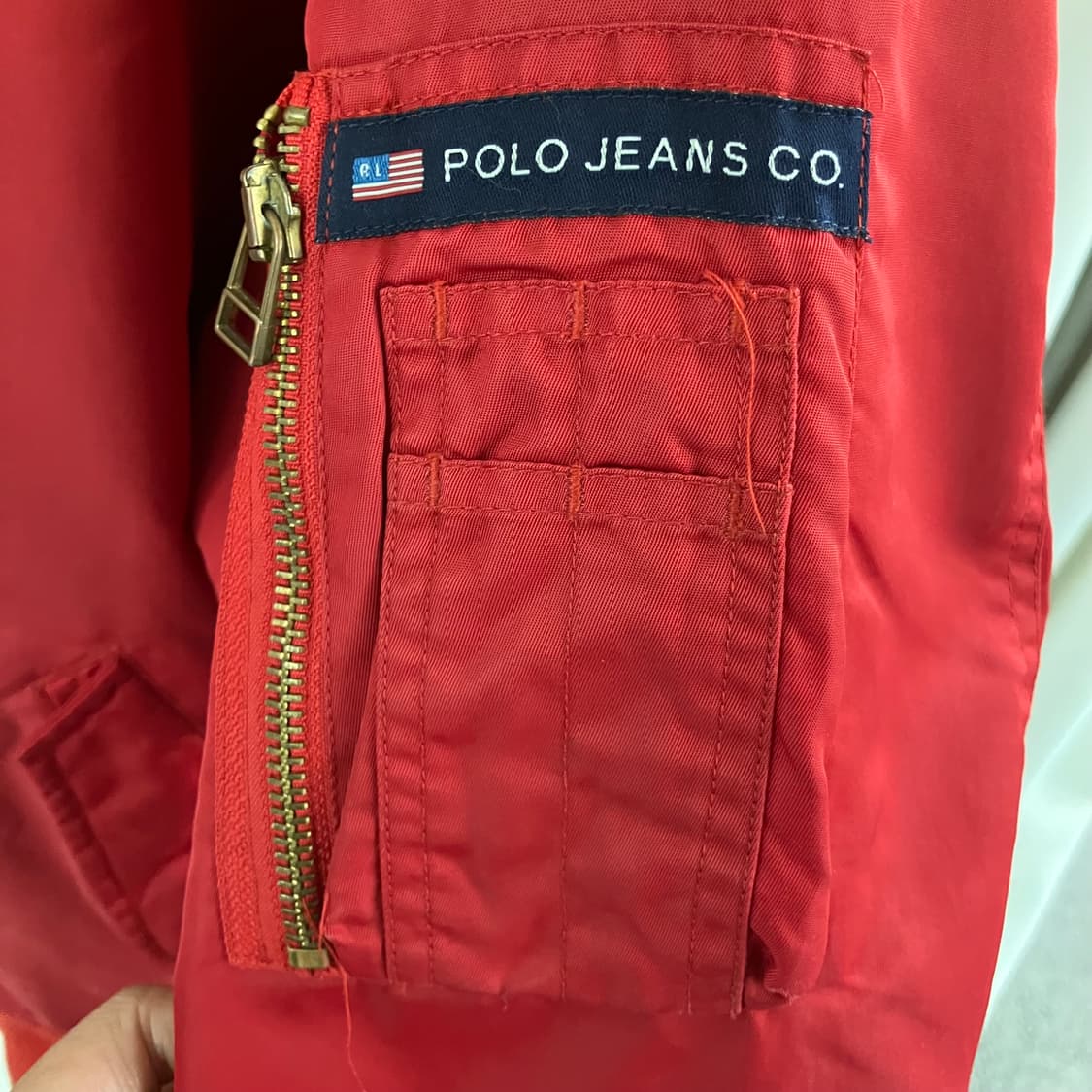 90's 폴로 랄프로렌 레드 봄버 자켓 L 상품이미지5