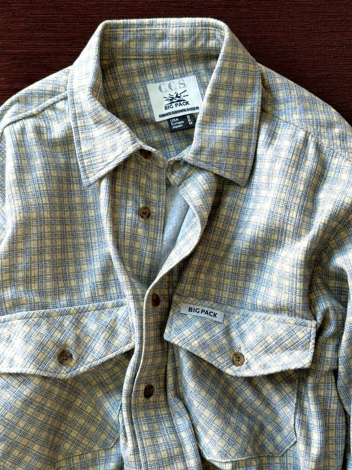Poly nel woven check work shirt 상품이미지1