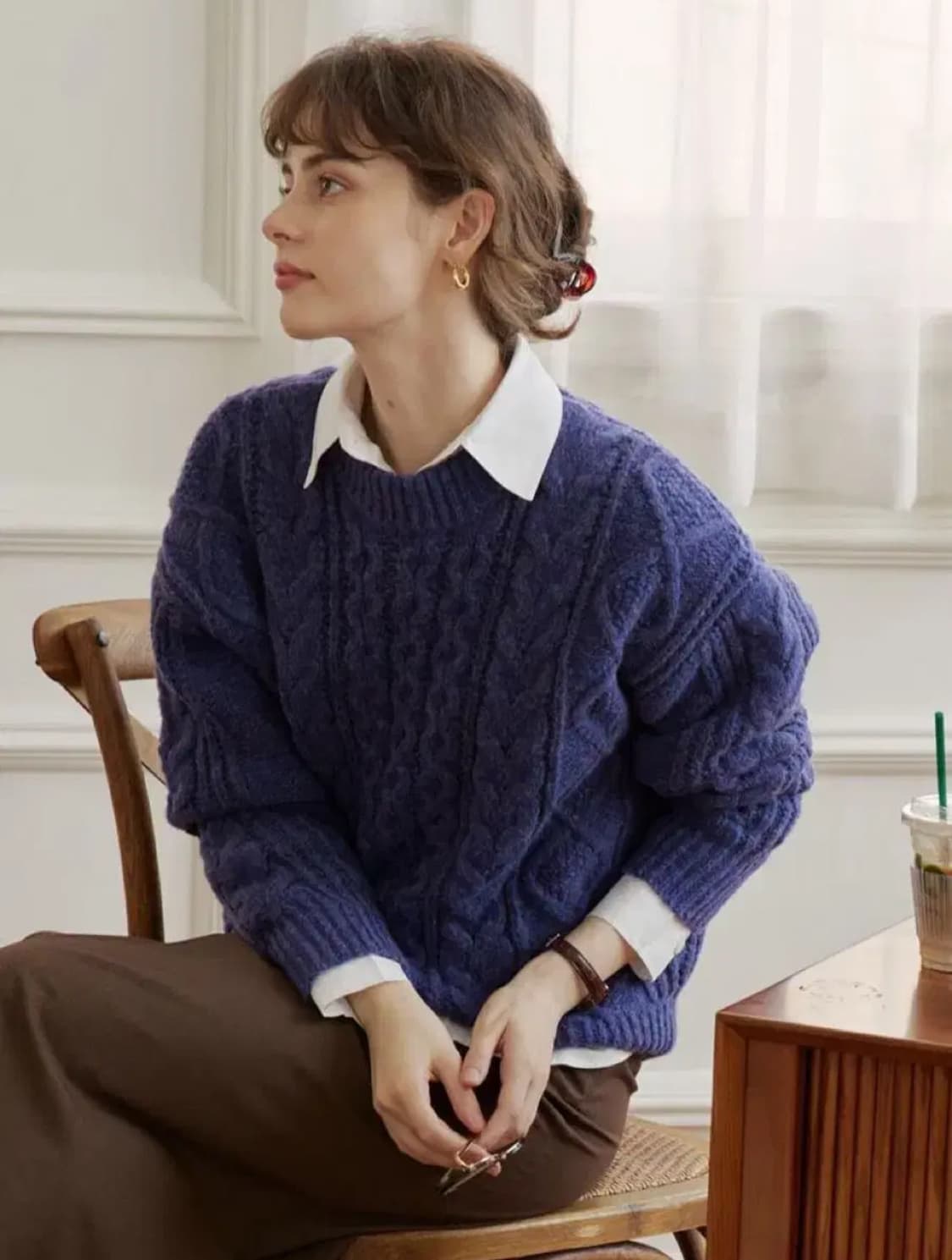 빈티지 핸드메이드니트_아란니트 울100 상품이미지7