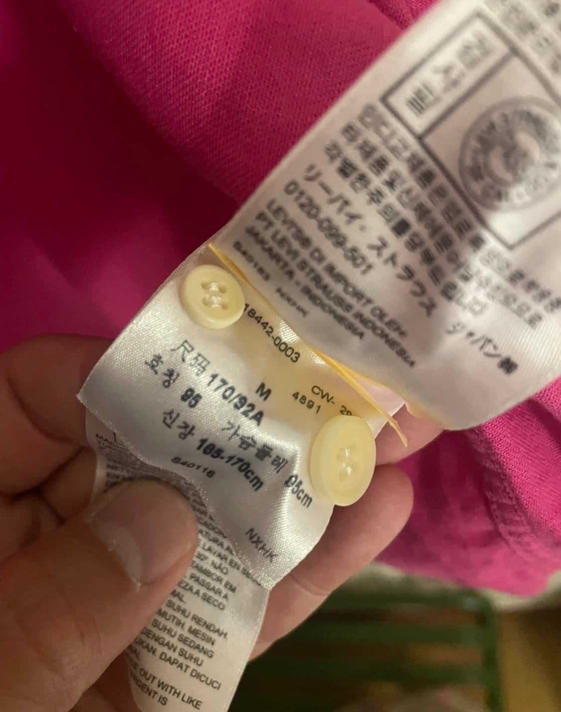 리바이스 LVC 다이아몬드라벨 핫핑크 트윌셔츠 상품이미지4