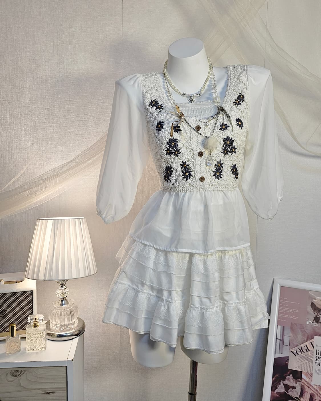 White mori look style set 상품이미지2