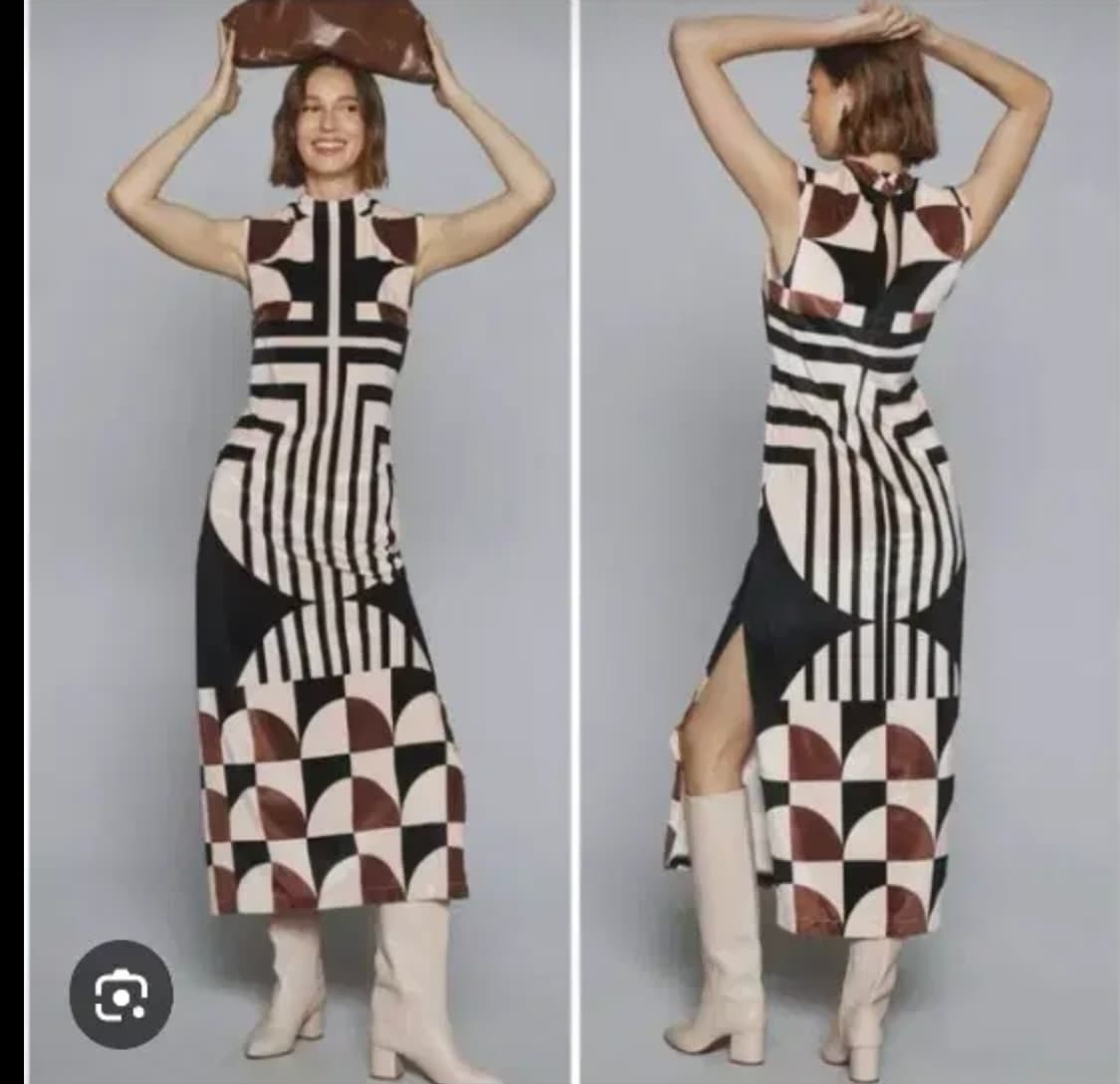 Anthropologie기하학 패턴 롱 슬리브리스 원피스 상품이미지1