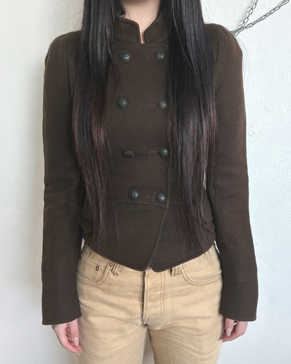 시스템 브라운 울 크롭컷 나폴레옹 자켓 상품이미지3