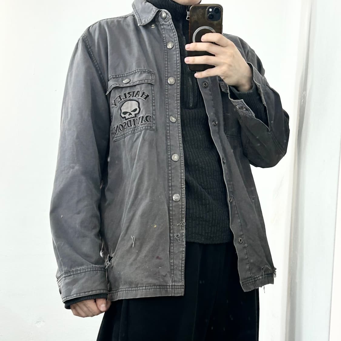 할리데이비슨 스컬 데님 셔츠 자켓 상품이미지4