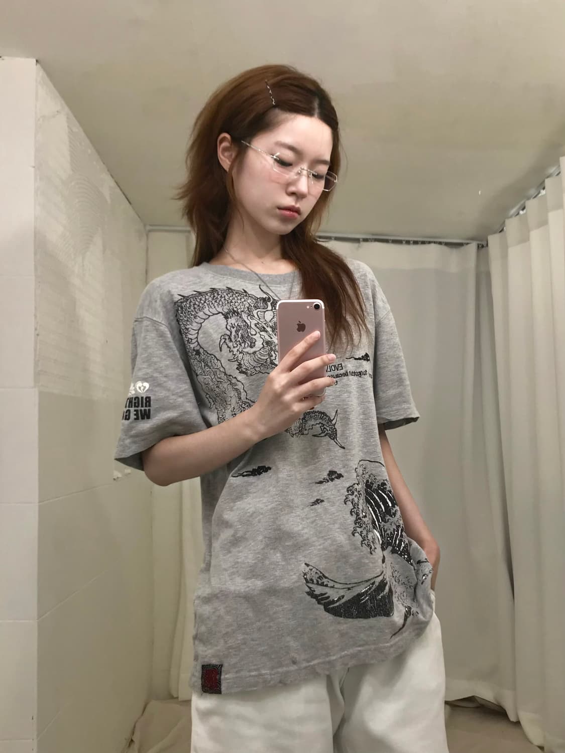🐉 빈티지 오리엔탈 그레이 반팔 티셔츠 상품이미지3
