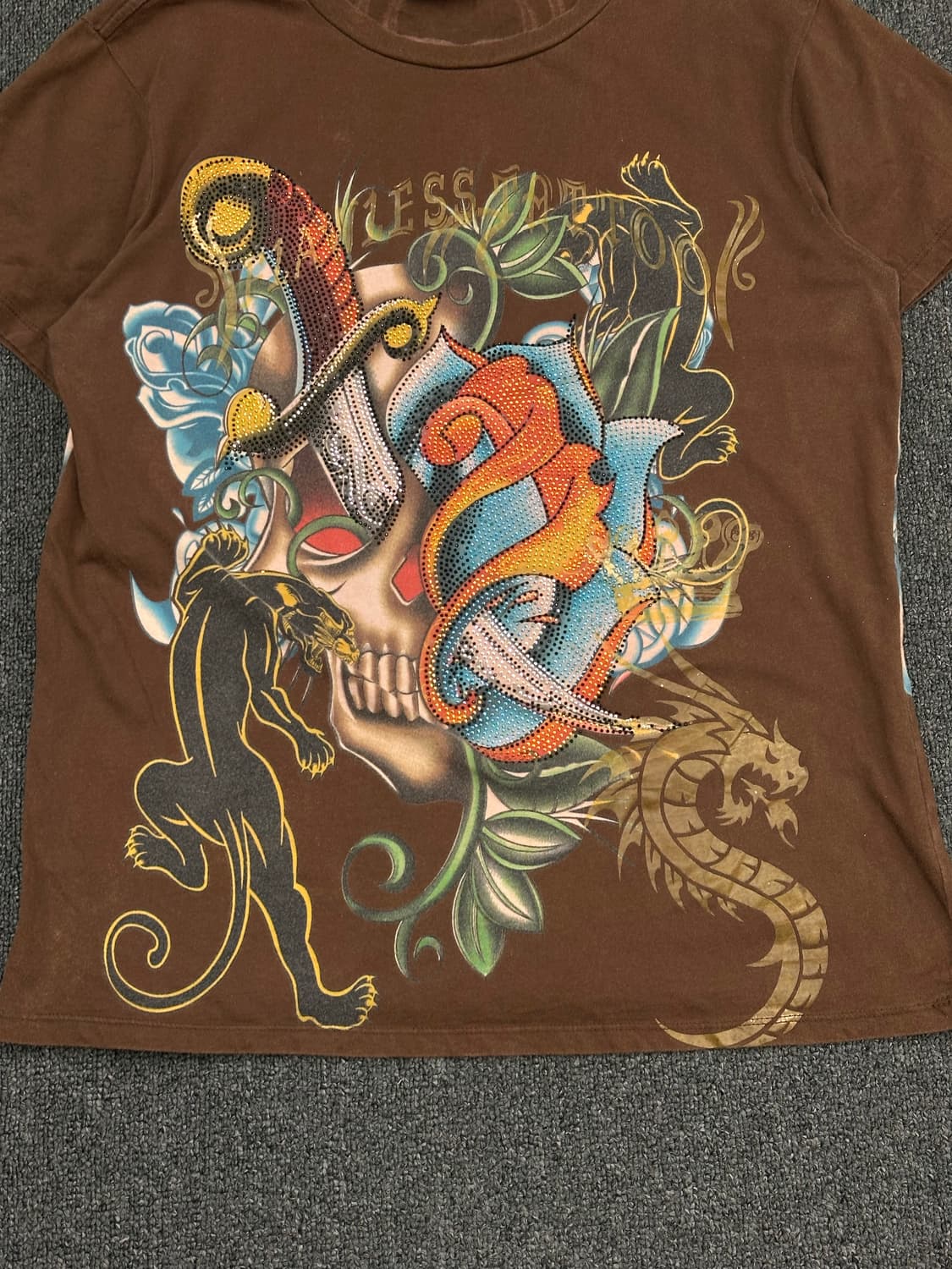 L)Flawless Tattoo 빈티지 Y2K 스컬 프린팅 반팔 상품이미지4