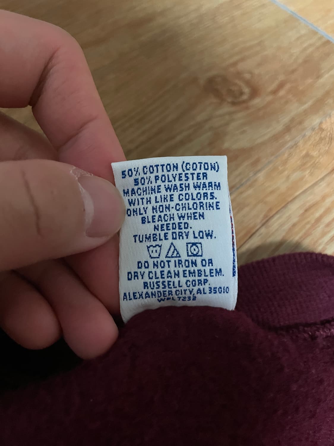 90s 러셀 애슬레틱 스웻셔츠 마룬(버건디) XL 미제🇺🇸 상품이미지3