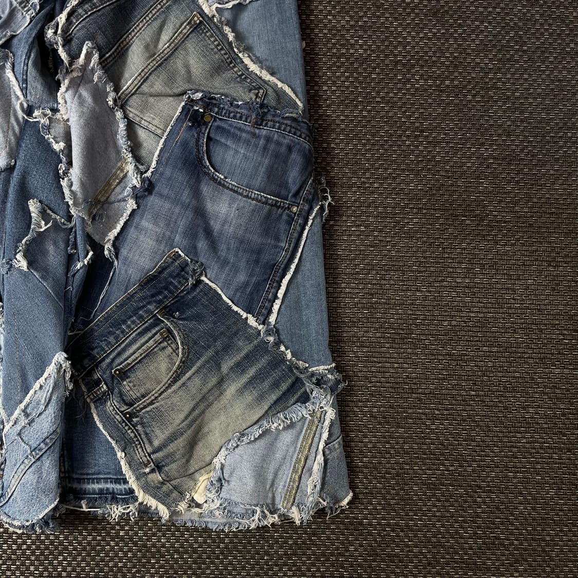 (28) 빈티지 중청 패치워크 커스텀 와이드 데님 팬츠 상품이미지3