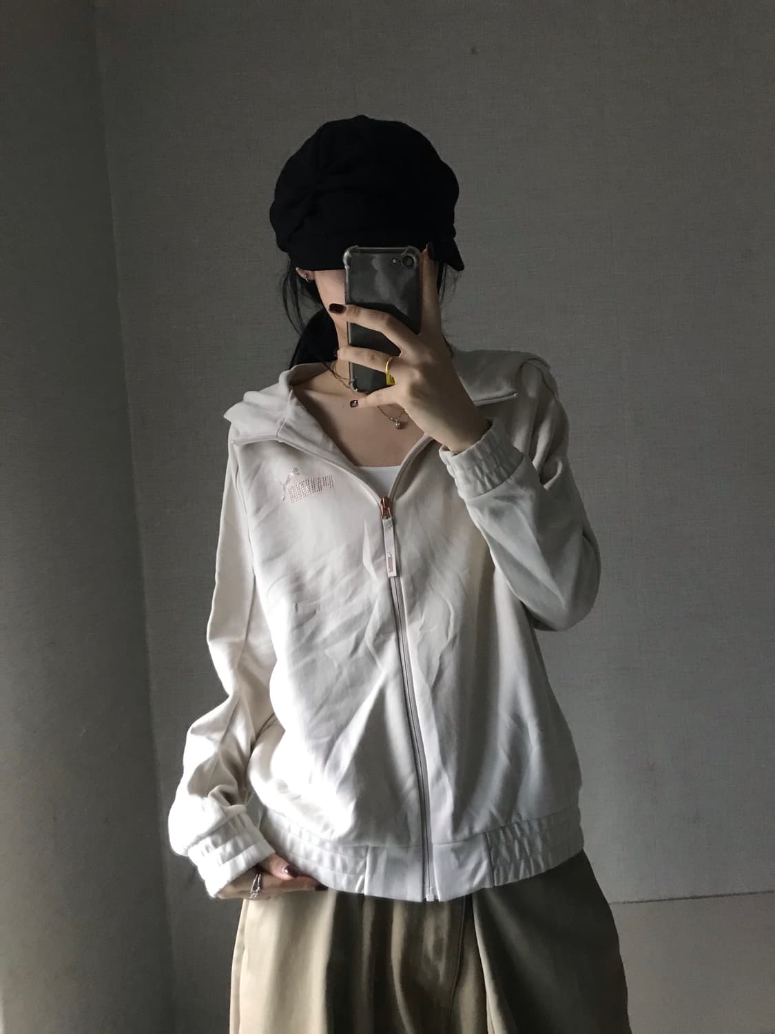 퓨마 아이보리 큐빅 후드집업 상품이미지1