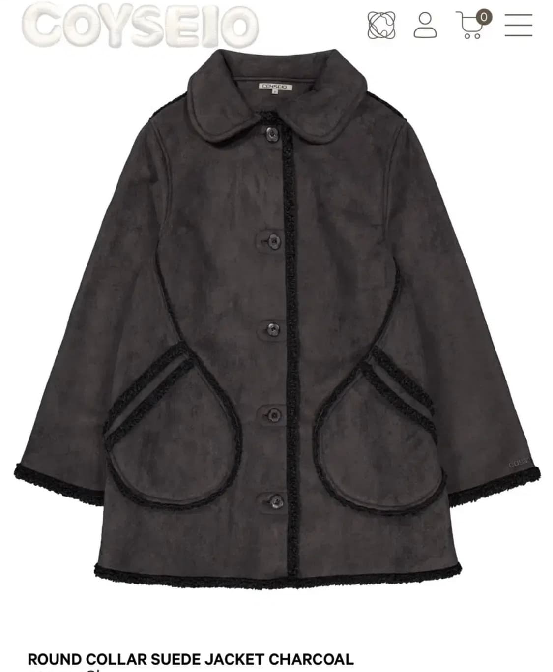 ((구해요))코이세이오 라운드 칼라 스웨이드 자켓 무스탕 차콜 구합니다 상품이미지1