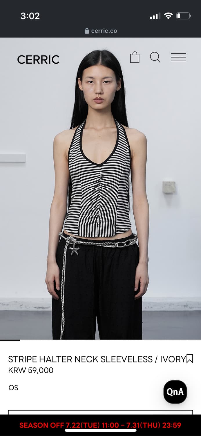 Cerric 세릭 STRIPE HALTER NECK SLEEVELESS 상품이미지1
