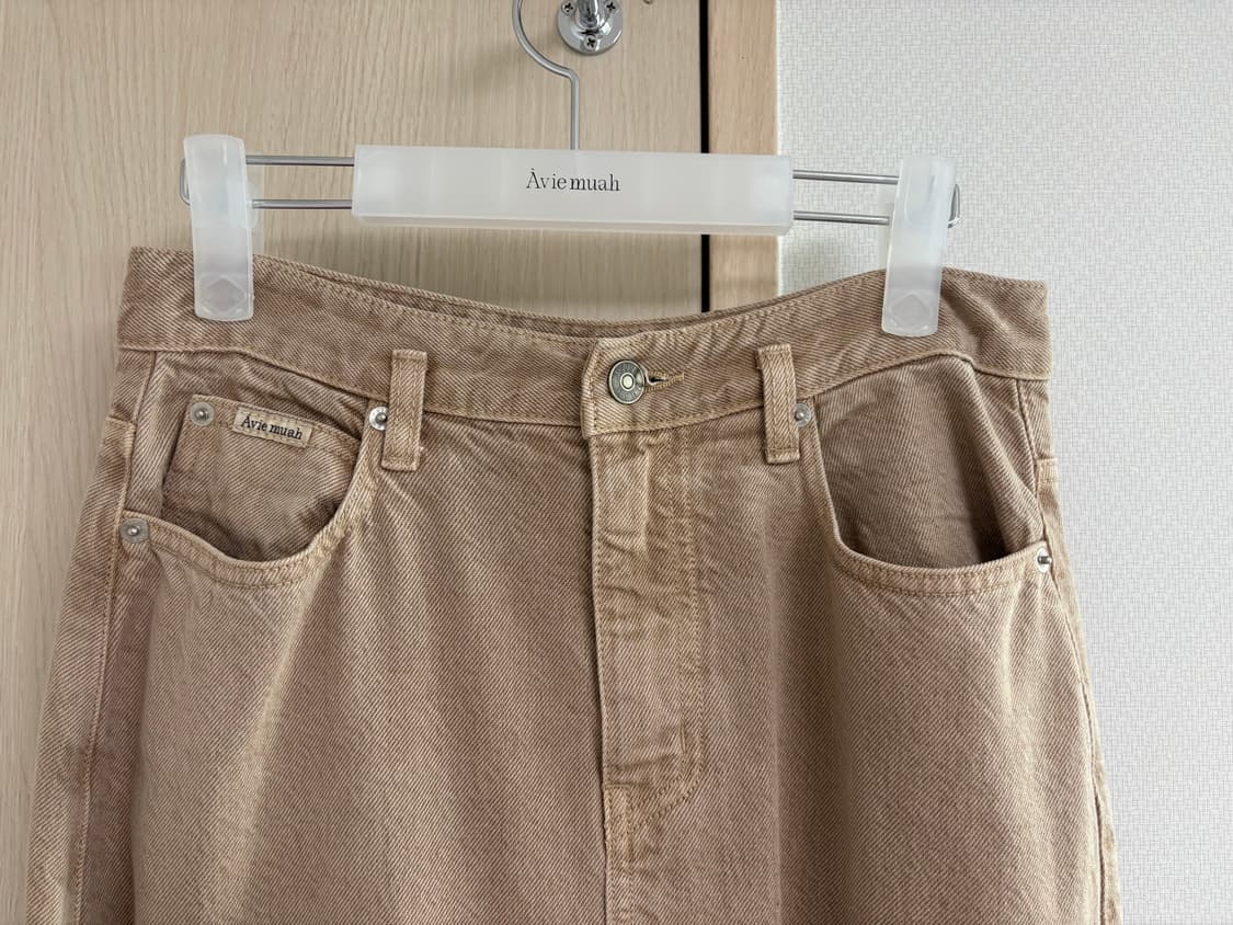 강민경 아비에무아 데님 롱스커트 베이지 상품이미지4