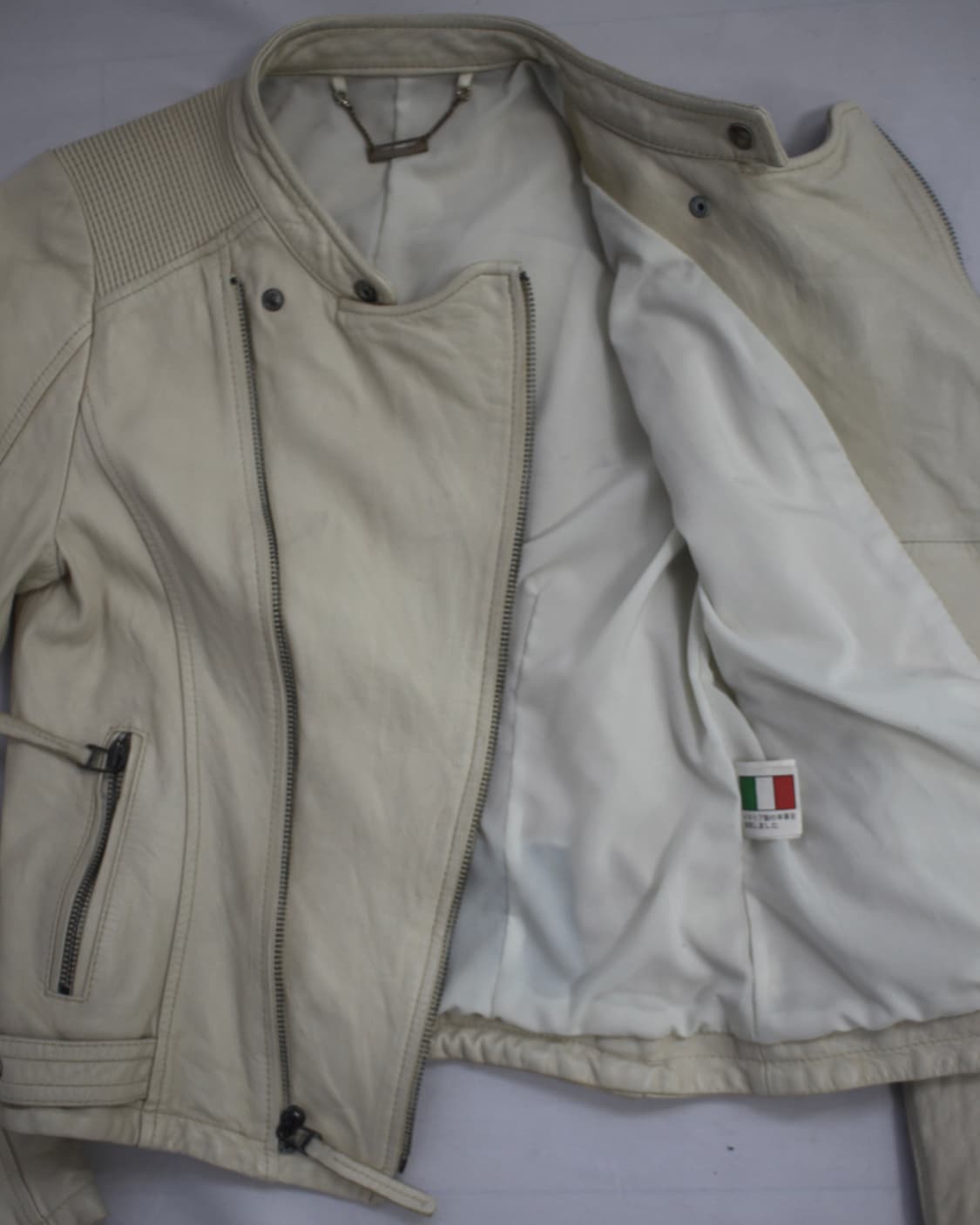 Leather skin-ivory 2 zipper lamb jacket 상품이미지5