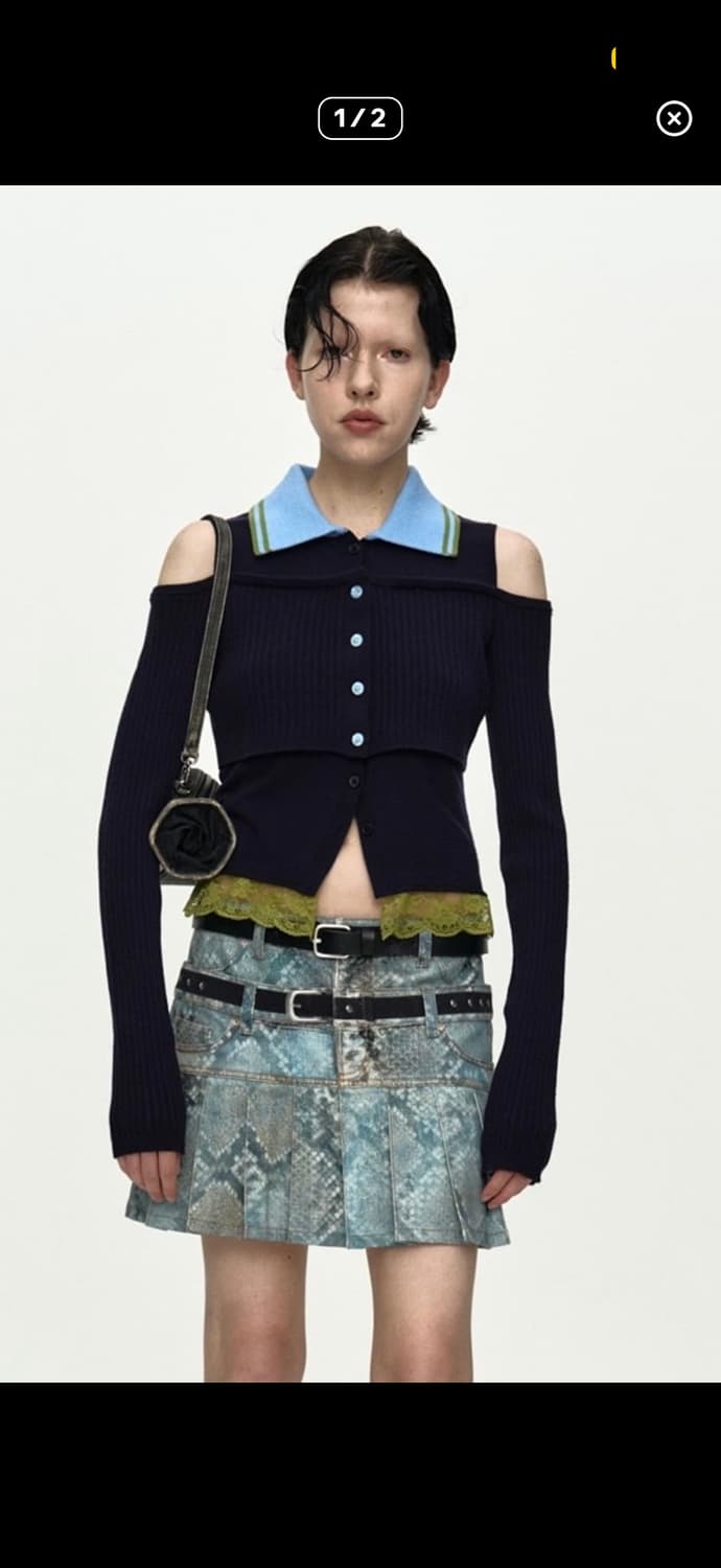 앤더슨벨 레이어드 오프숄더 카라 탑 s 상품이미지1