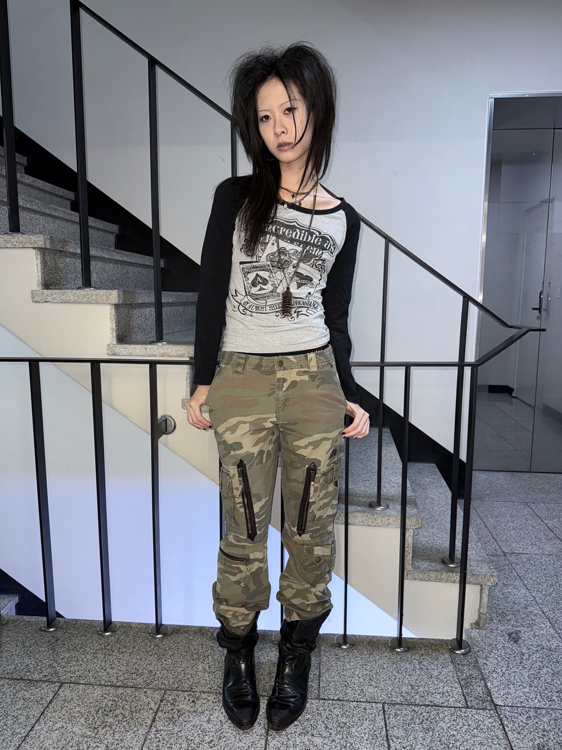 camo cargo bootcut pants 상품이미지2