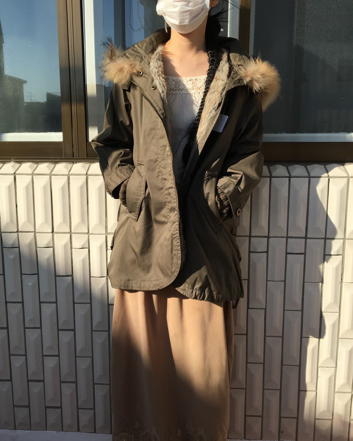 Fake fur hood filed jacket 상품이미지9