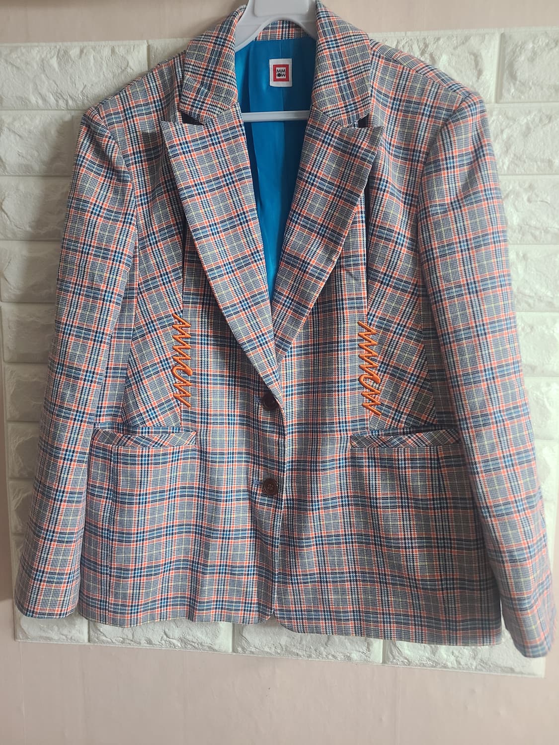 MMOW 체크 자켓 오렌지 포인트 상품이미지1