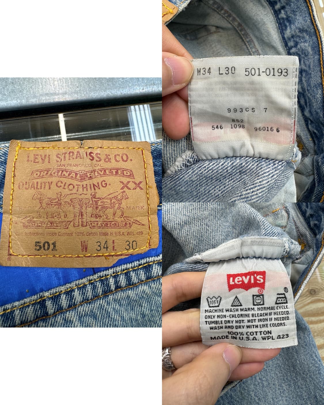 리바이스 90s 501 오리엔탈 패치워크 데님 팬츠 블루 상품이미지8
