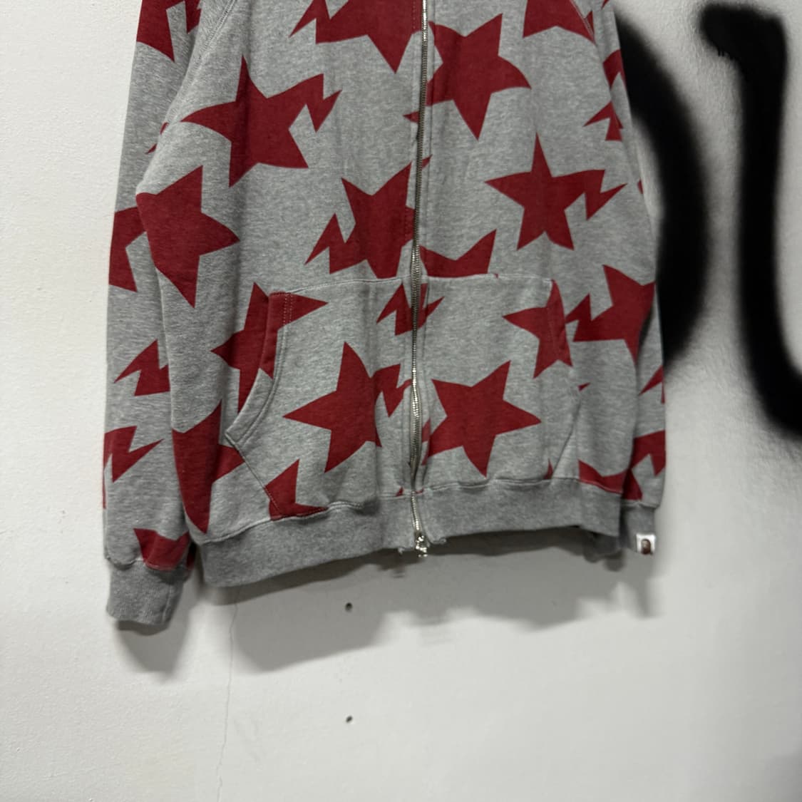 정품 베이프 OG 스타 카모 풀 집업 후디 헤더 그레이 상품이미지4