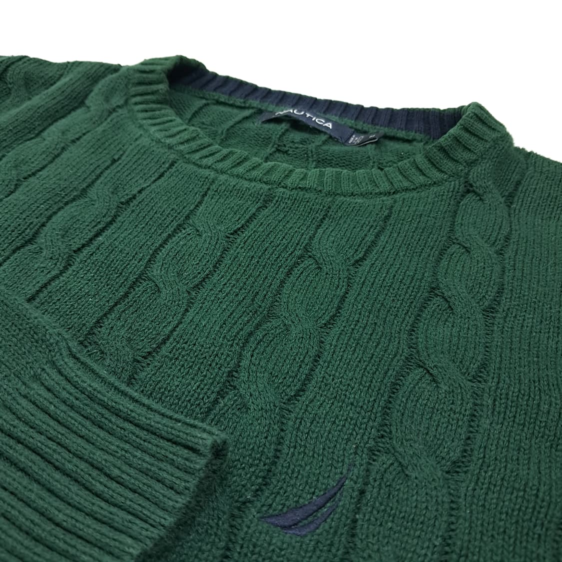 CL267 M 노티카 00s 코튼 케이블 그린 니트 스웨터 상품이미지4