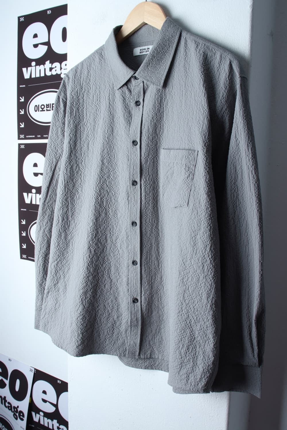 (XL-2XL) 워크온바디오프 셔츠 남방 체크 그레이-H3H33811 상품이미지1