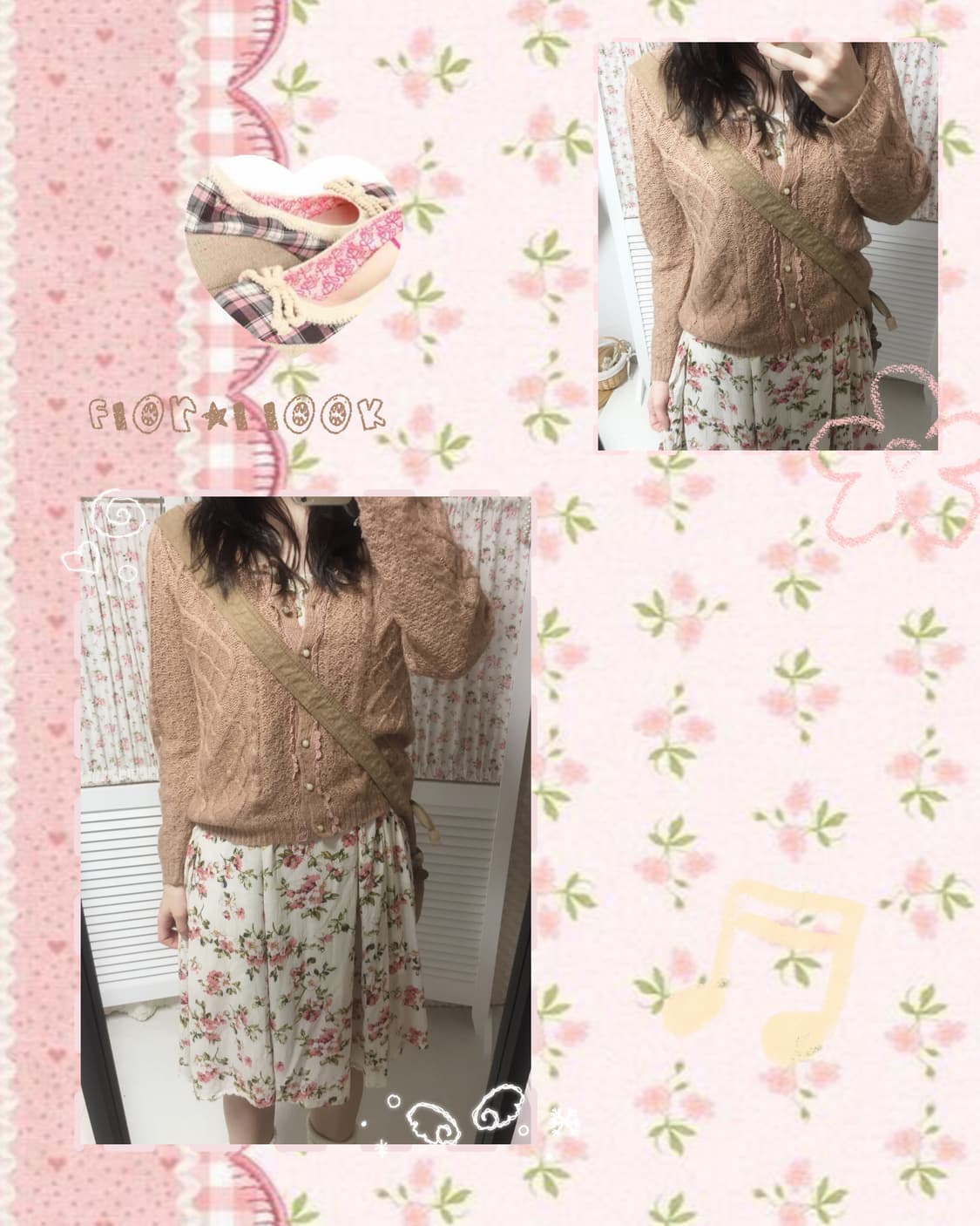 빈티지 엑시즈팜 핑크베이지 니트가디건 상품이미지1