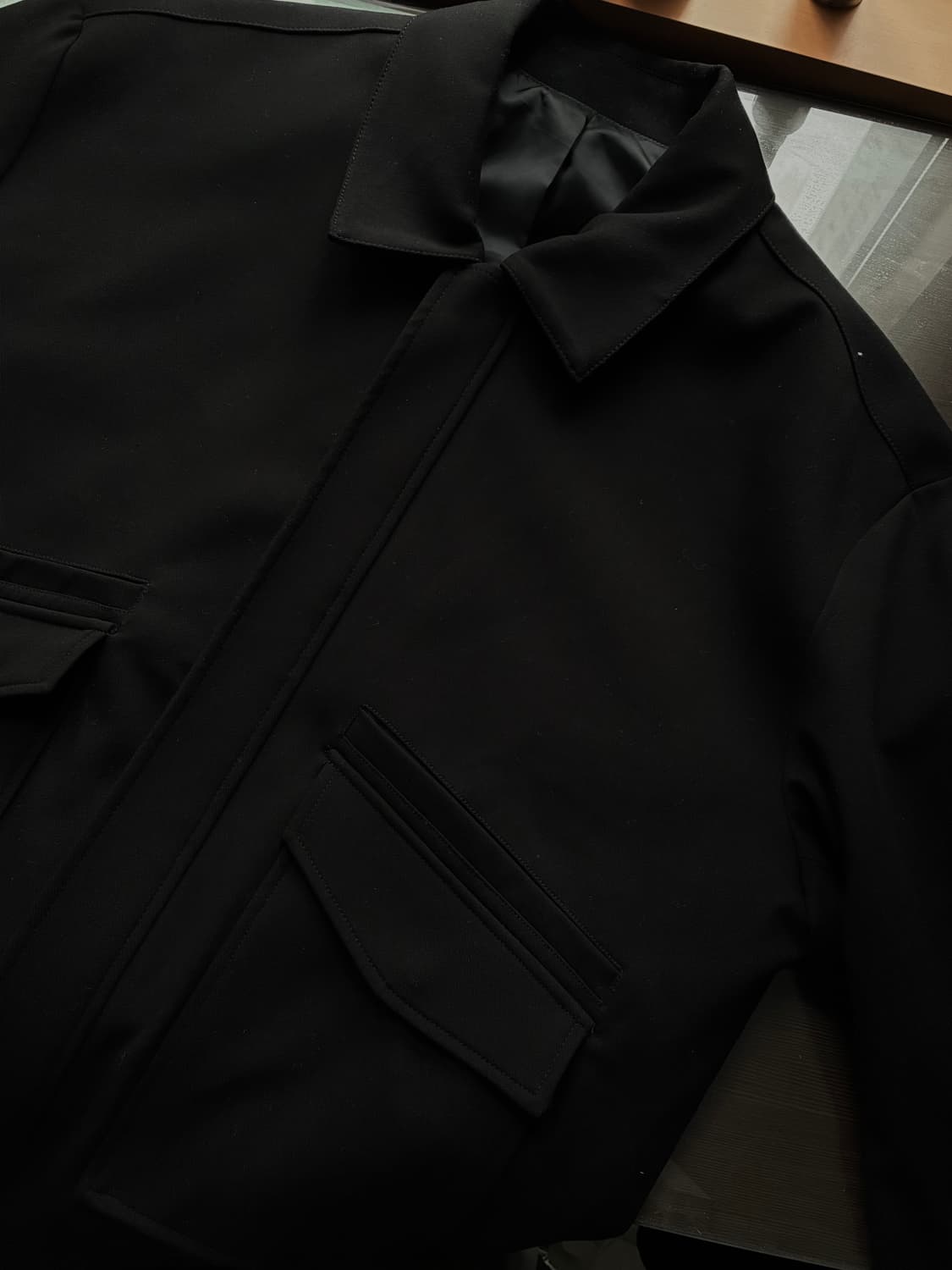 (L) 드로우핏 오블리크 울 트러커 자켓 블루종 [BLACK] 판매 상품이미지9