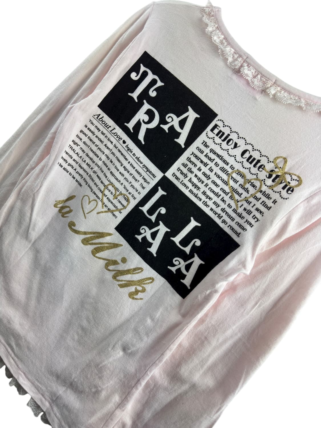 트랄라라 딸기 연핑크 레터링 레이스 롱슬리브1275 상품이미지5