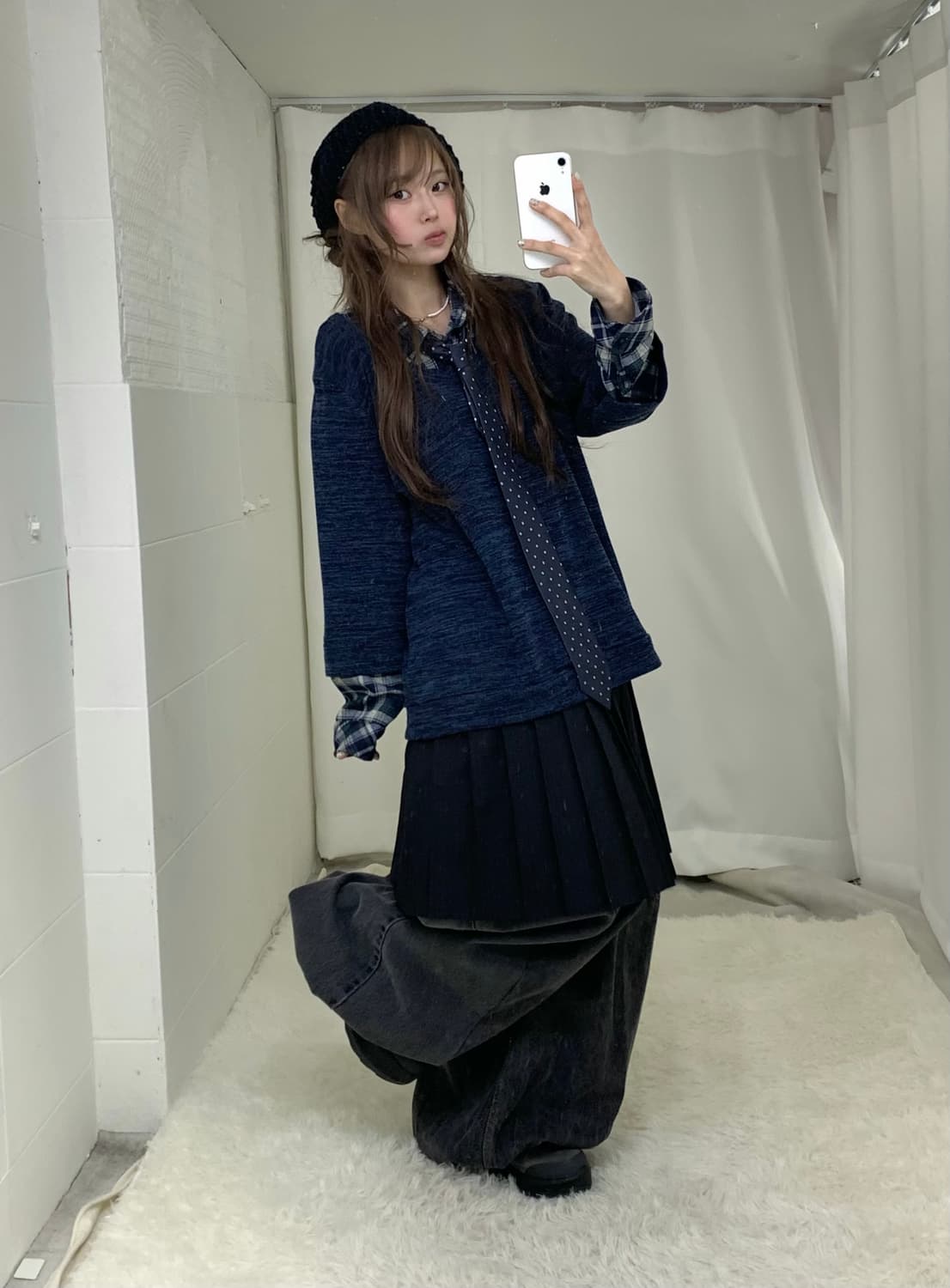 네이비 너드모리 니혼진 러힙 벌룬팬츠 코디세트 상품이미지3