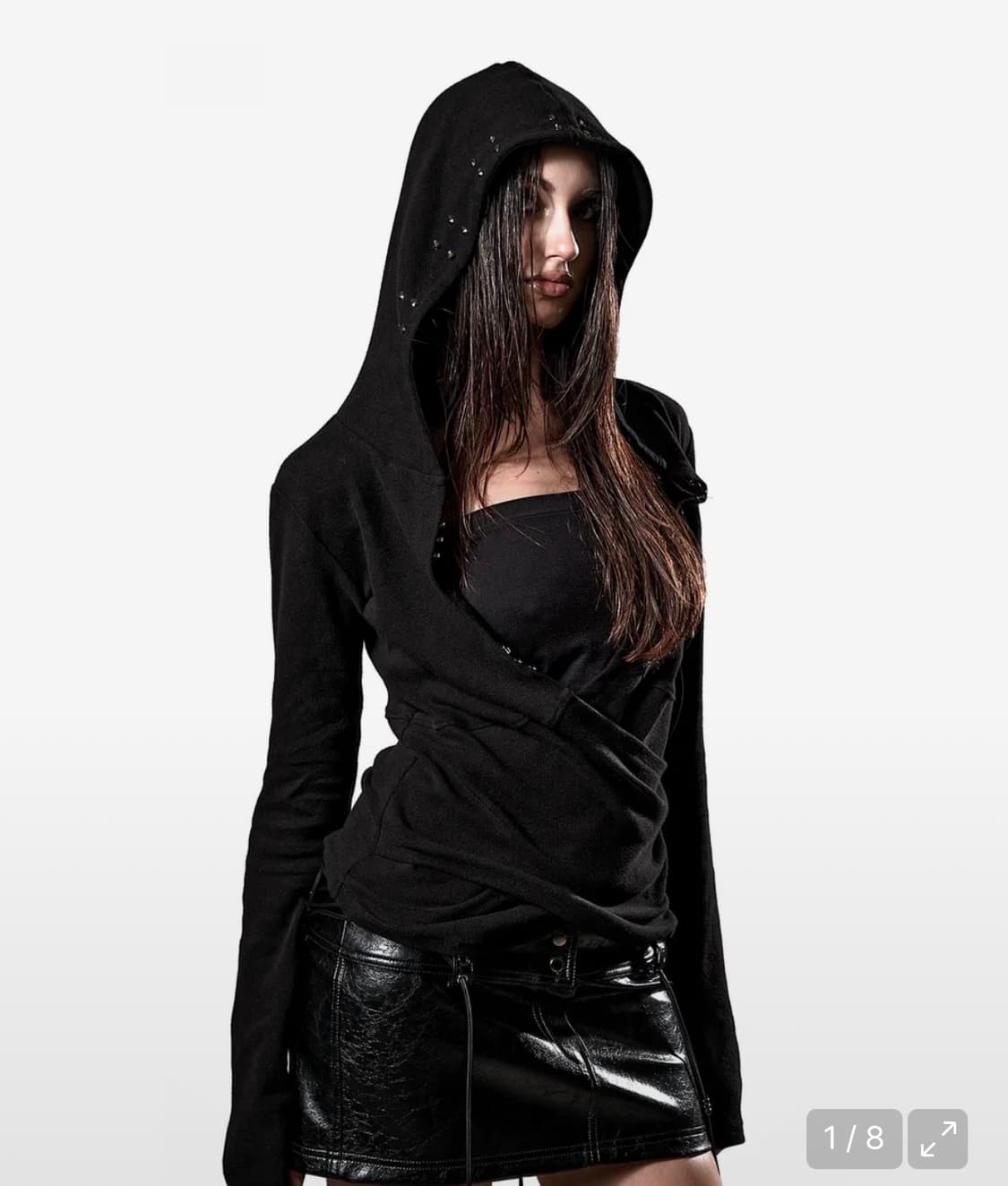 이양 STUDDED HOOK 2-WAY HOODIE BLACK 상품이미지1