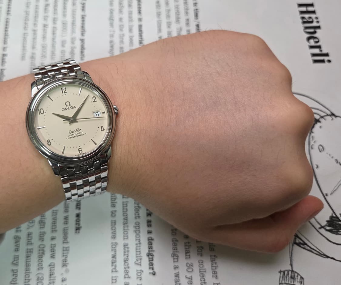레어] 오메가 드빌 프레스티지 요구르트판 칼침핸즈 상위 크로노미터 오토매 상품이미지8