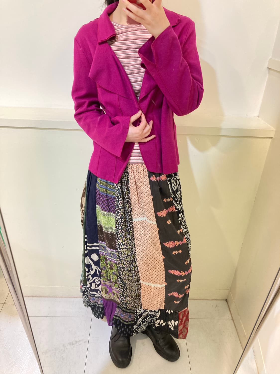 y2k 웨스턴 마젠타 울 러플 자켓 상품이미지10