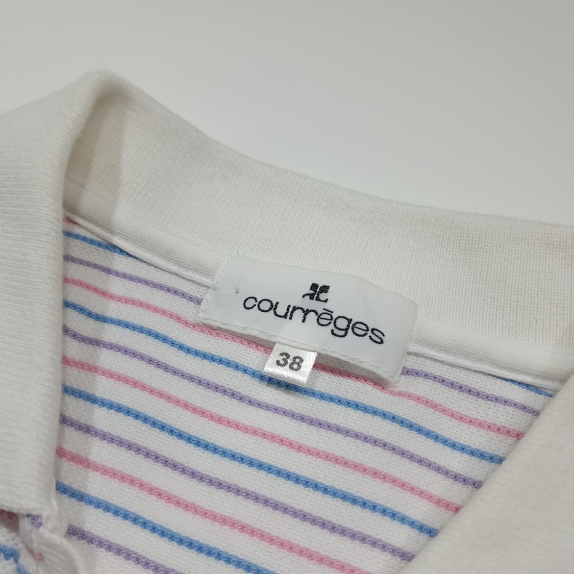 CK117 M 꾸레쥬 일본판 멀티 스트라이프 오픈칼라 티셔츠 상품이미지3