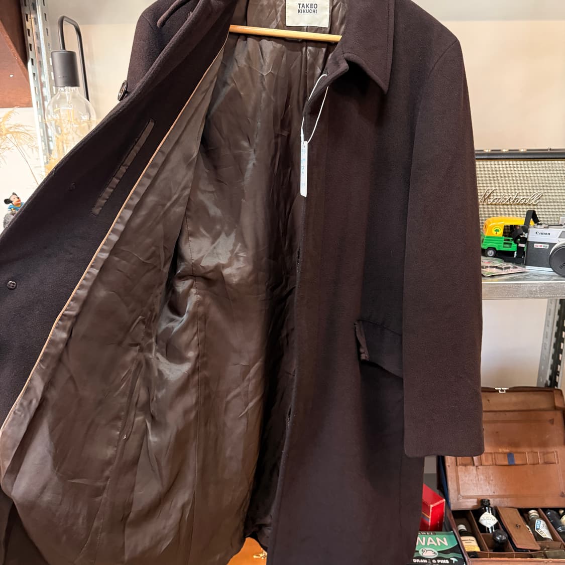 타케오 키쿠치 일본 디자이너 퍼플 버건디 앙고라 캐시미어 혼방 코트 상품이미지7