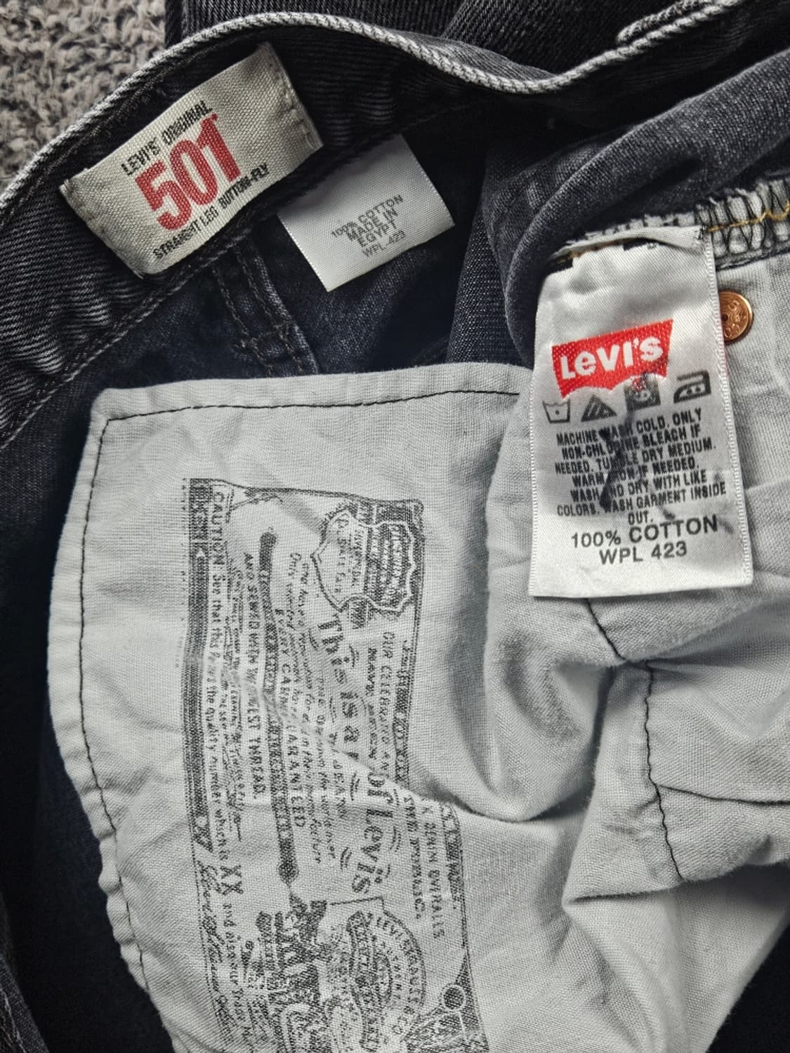 리바이스 501 블랙 데님 진 팬츠 ( 38X30 ) / 11326 상품이미지7