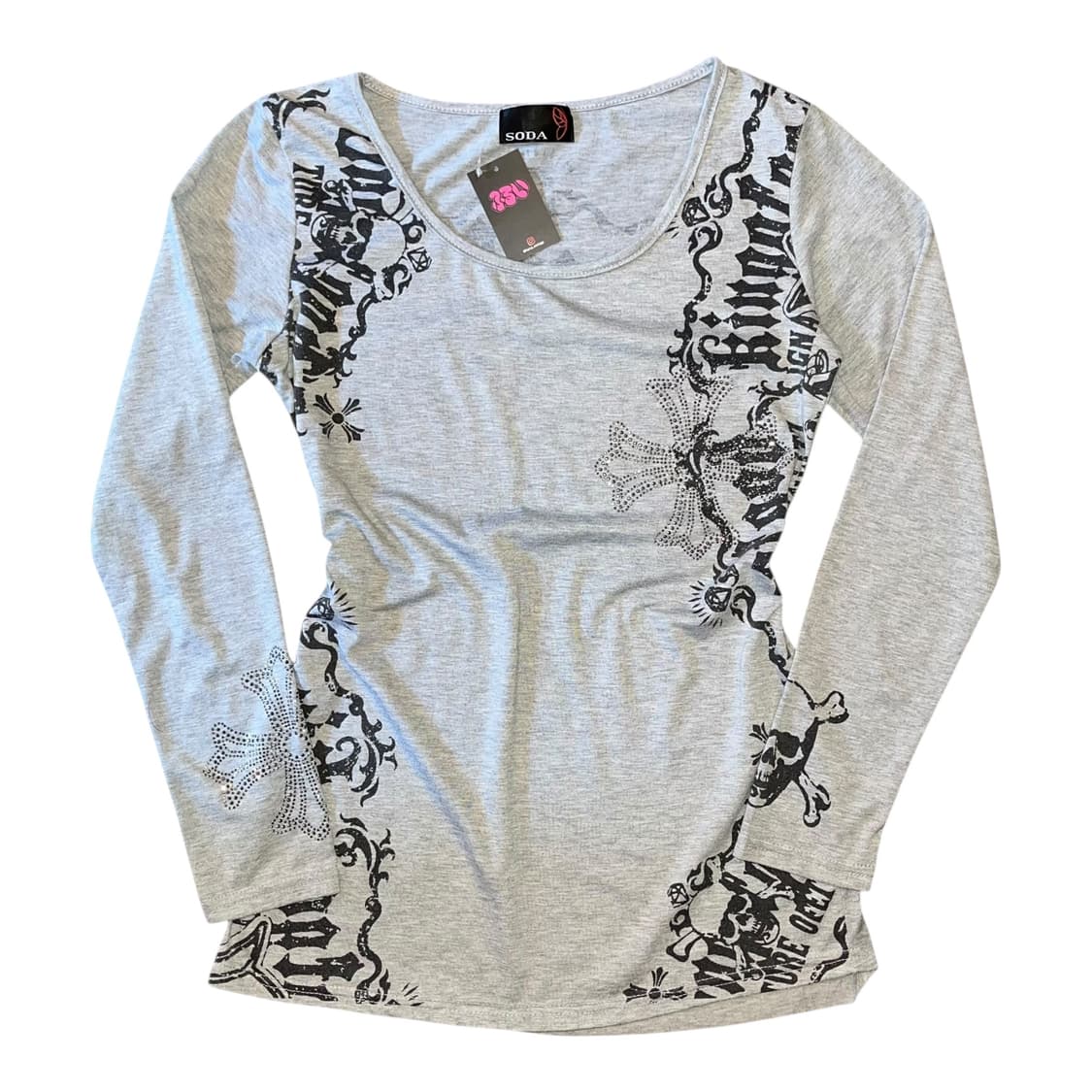 십자 프린팅 큐빅 긴팔티 펑크y2k갸루 상품이미지4