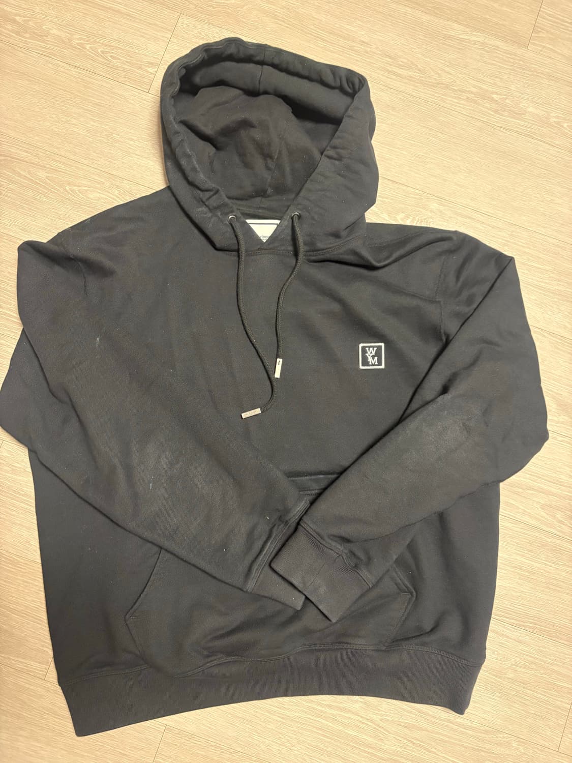 우영미 로고 블랙 후드티 48 황금사이즈 상품이미지1