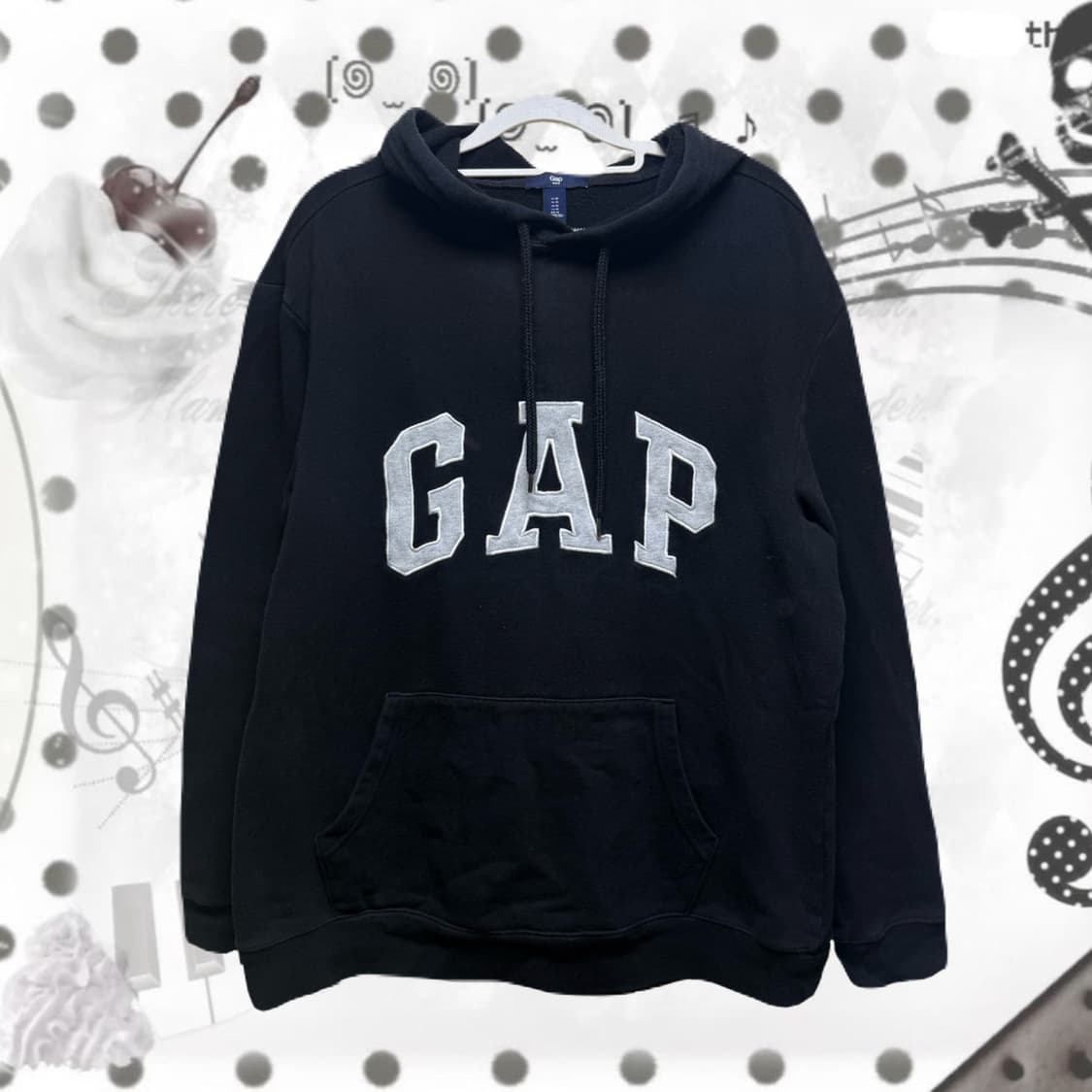 gap 갭 블랙 기모 후드티 상품이미지1