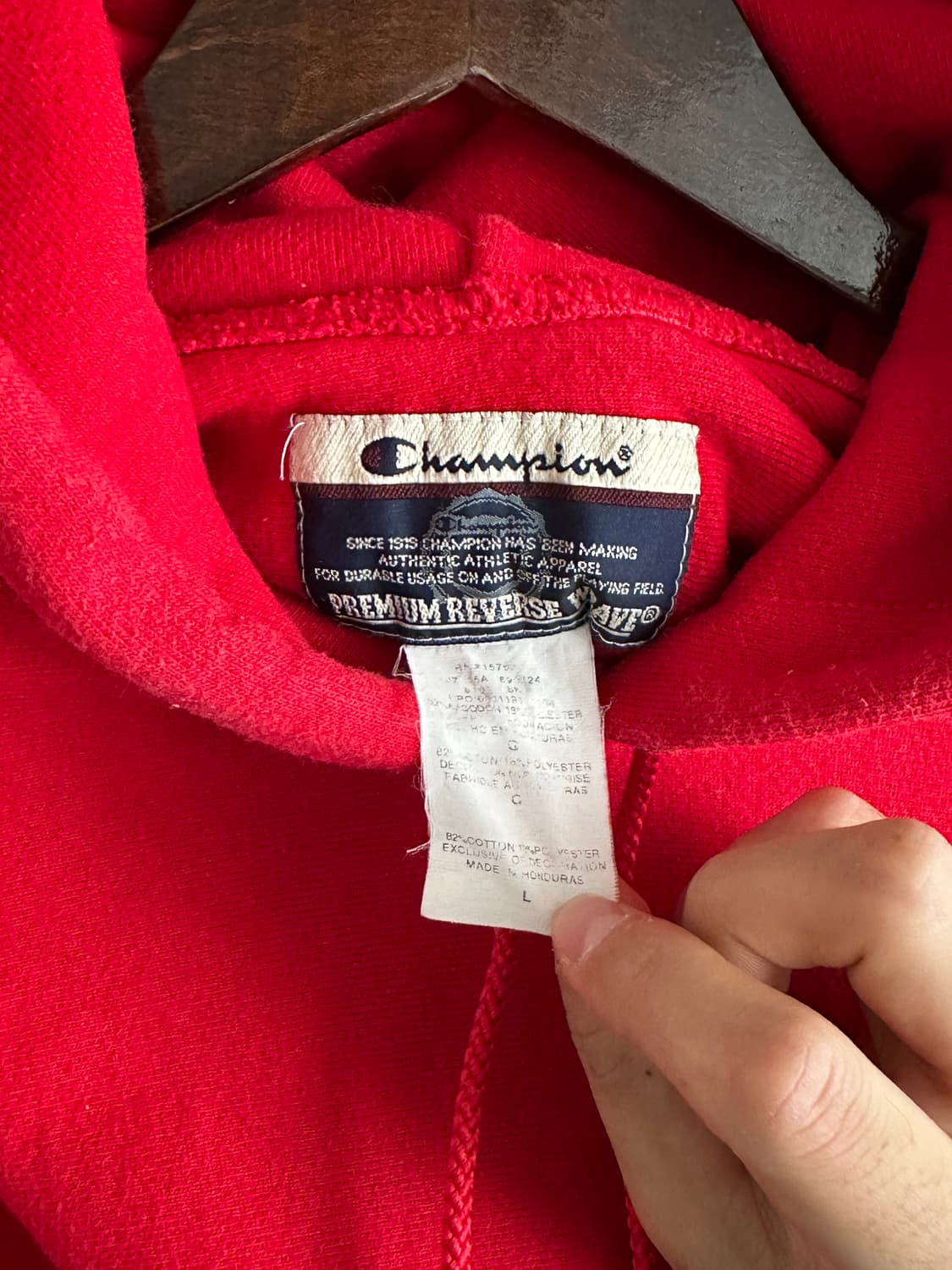 Champion Premium Reverse Weave 레드 후드 상품이미지3