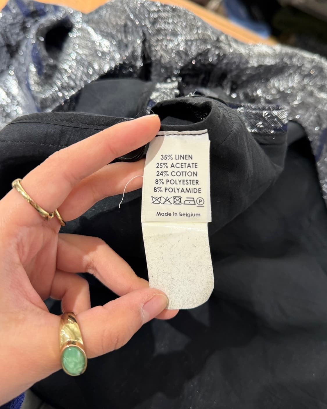 드리스 반 노튼 메탈릭 반팔 플래드 코트 상품이미지8