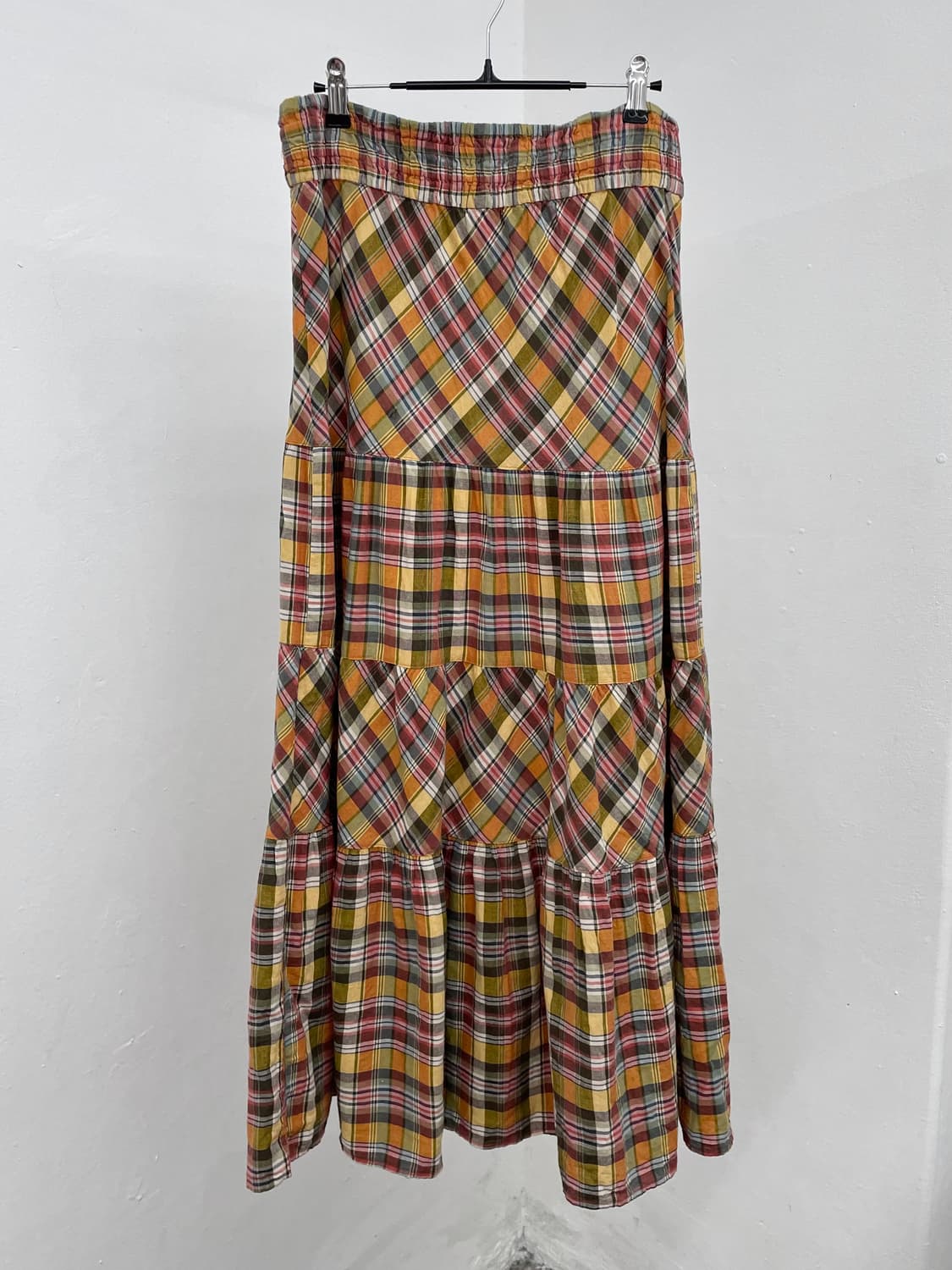 모리 빈티지 체크 롱 스커트 상품이미지3