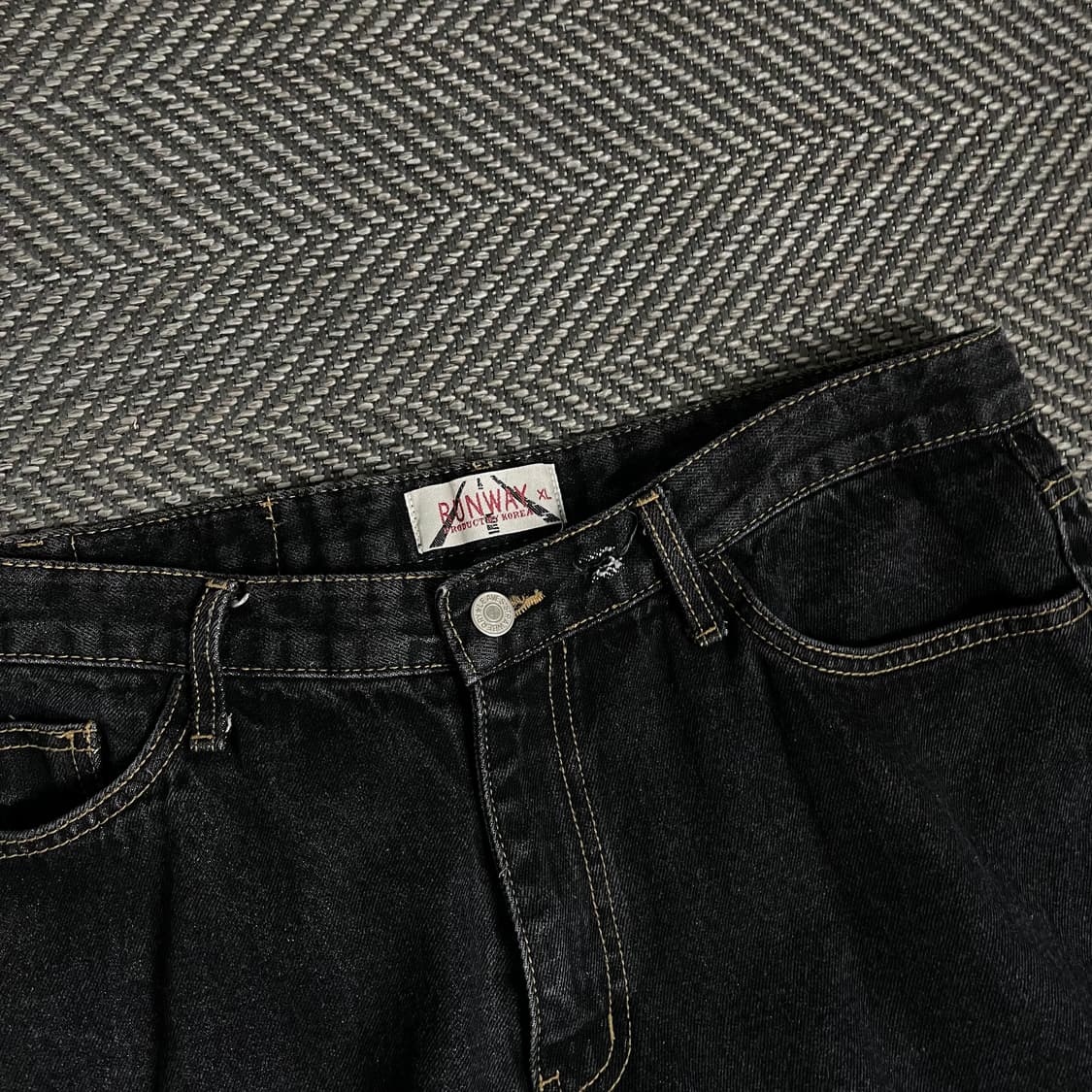 런웨이 빈티지 흑청 와이드 데님 스트레이트 팬츠 y 4859 상품이미지5