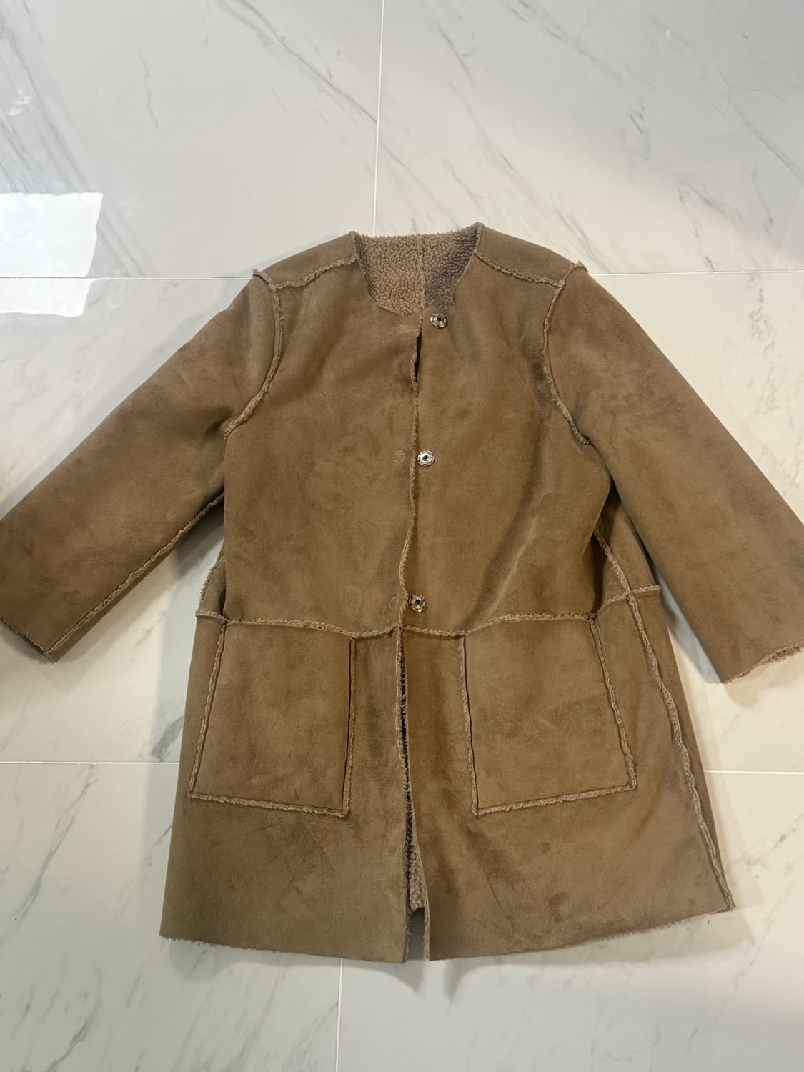 h&m 리버시블 무스탕 플리스 하프코트  상품이미지1