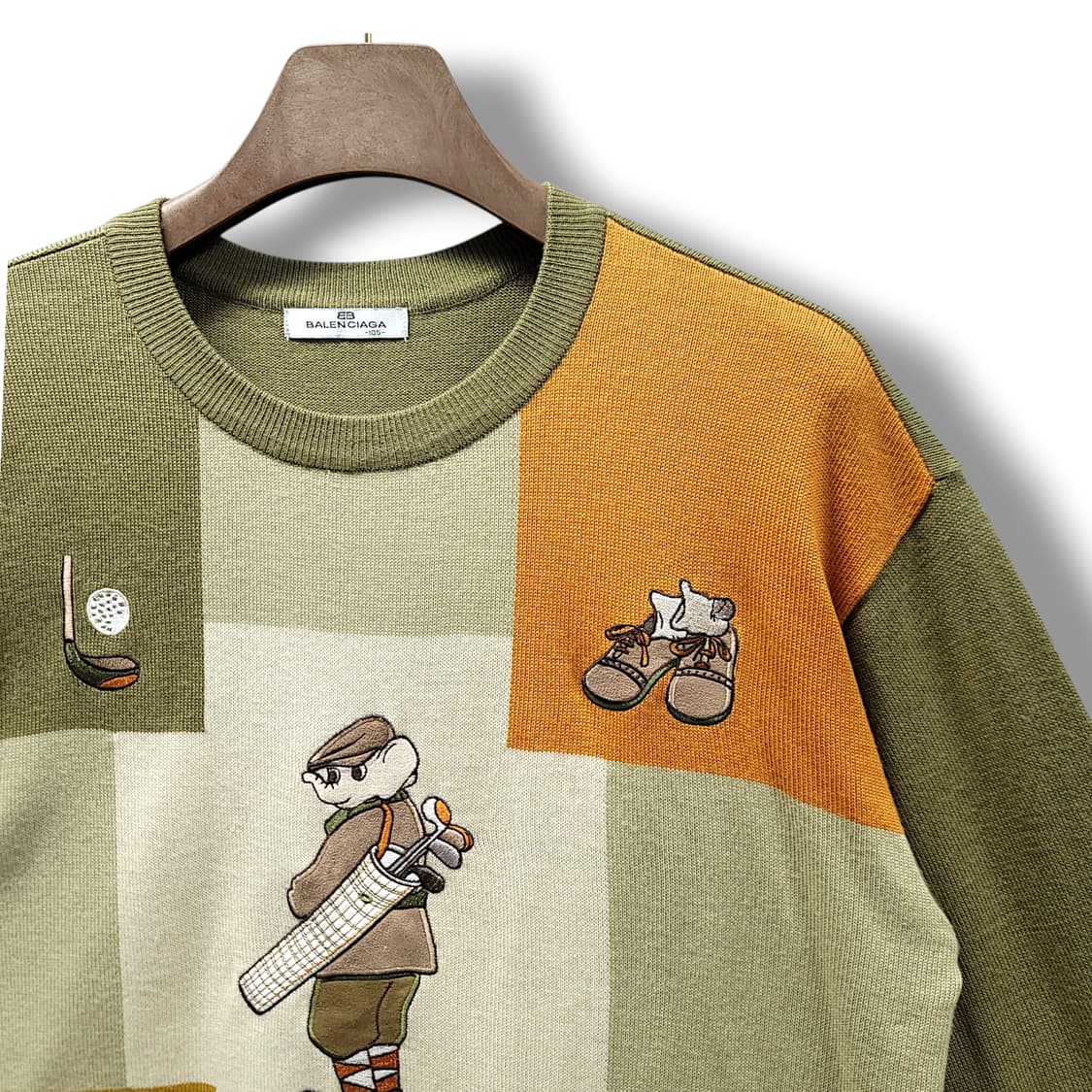 [105] 발렌시아가 골프 브라운 테디 빈티지 자수 니트 상품이미지4