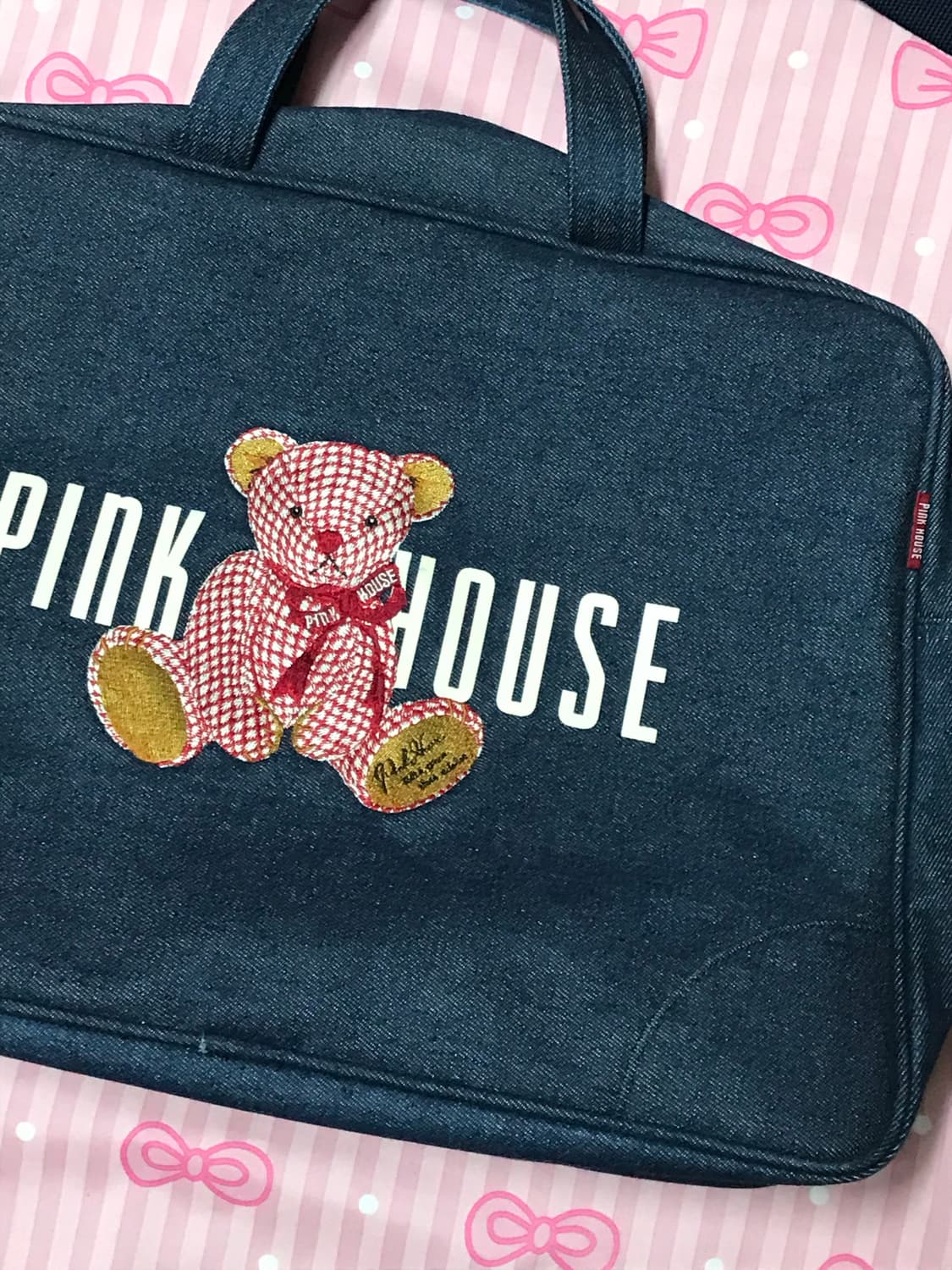 핑크하우스 데님 곰돌이 보스턴백 상품이미지2