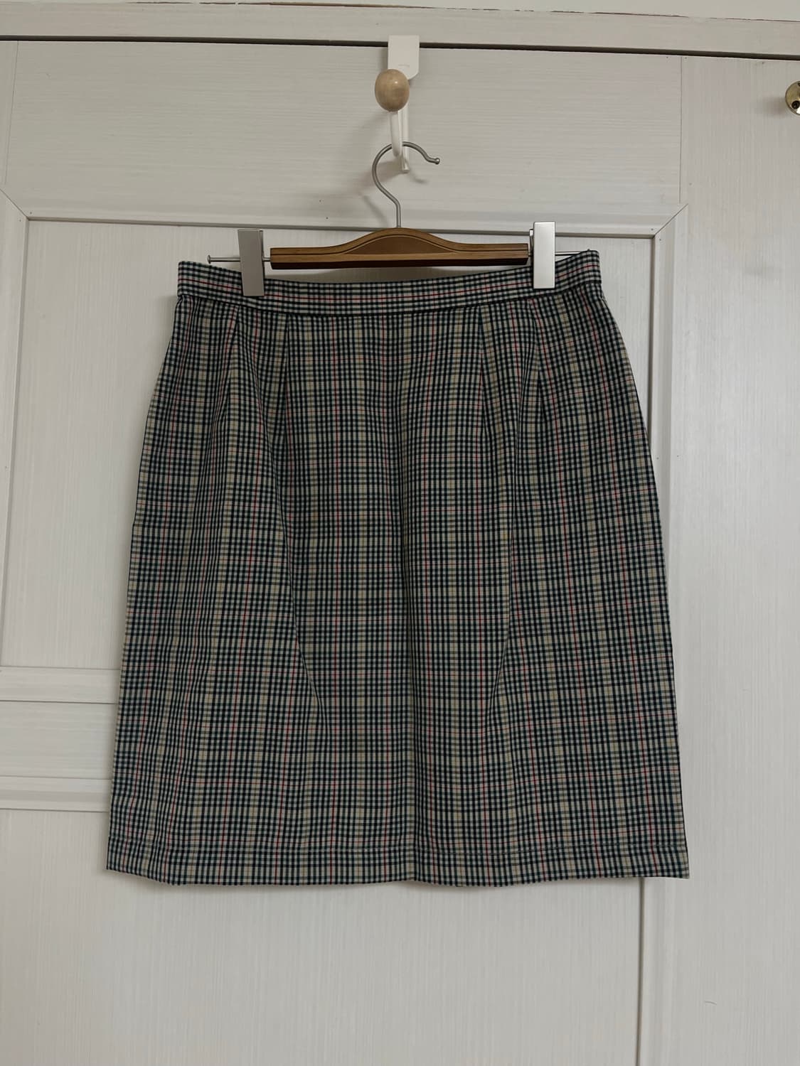 Viyella 체크 썸머울 반팔 자켓 스커트 셋업 상품이미지4