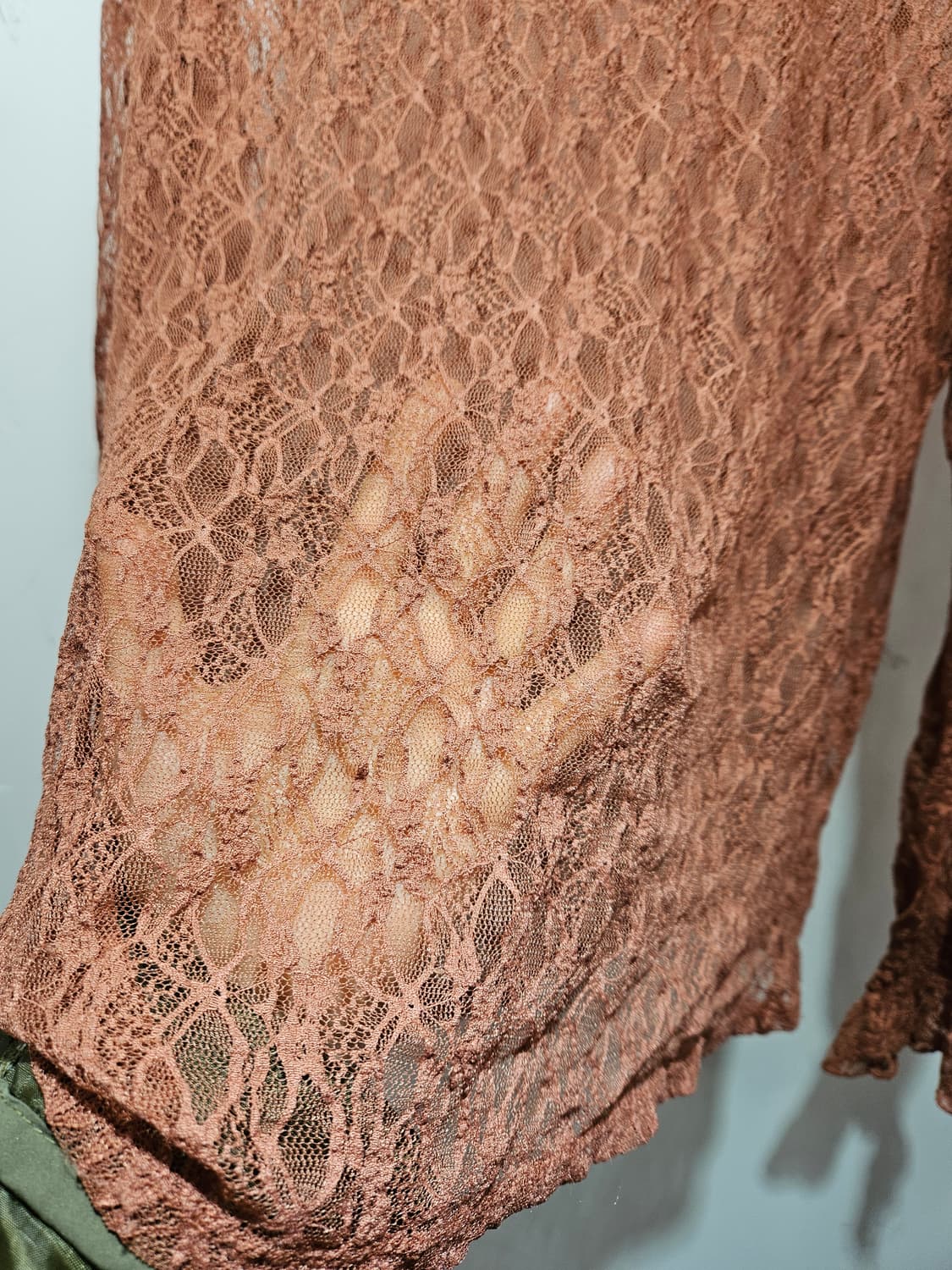 레이스 시스루 스판 티블라우스 로즈핑크 상품이미지6