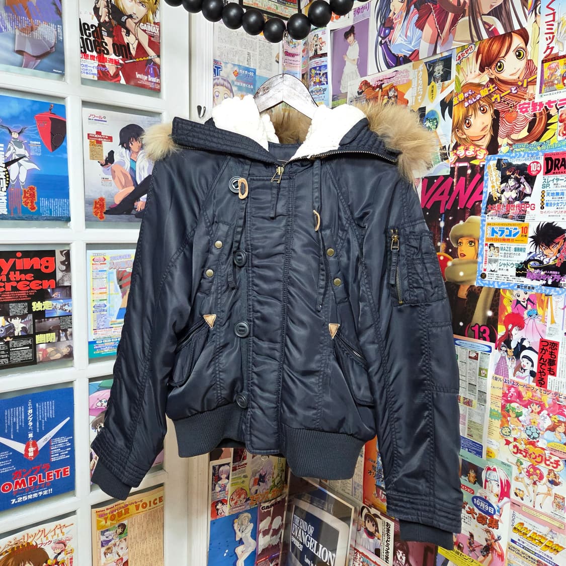 에스크 네이비 라쿤퍼 후드 투웨이 항공 패딩 상품이미지2