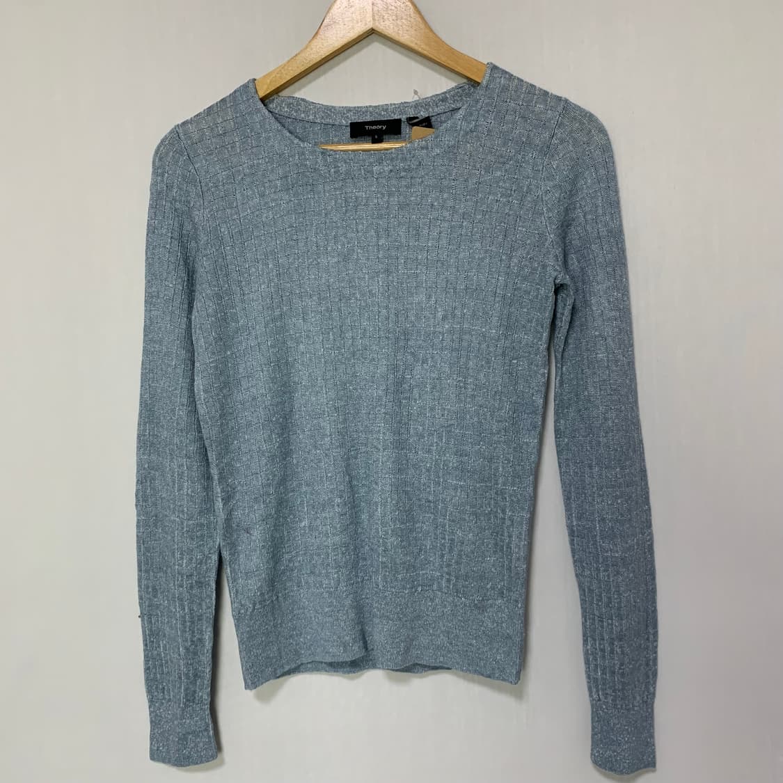 Theory 띠어리 빈티지 슬림핏 니트 레이온린넨혼방 S 스카이블루 소라 상품이미지2