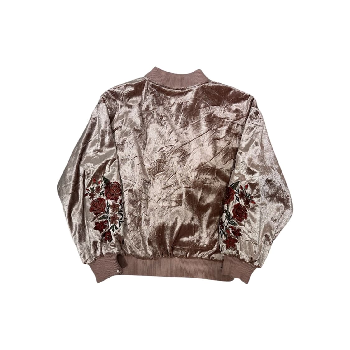 일본 빈티지 핑크 벨벳 자수 스카잔 자켓 상품이미지4